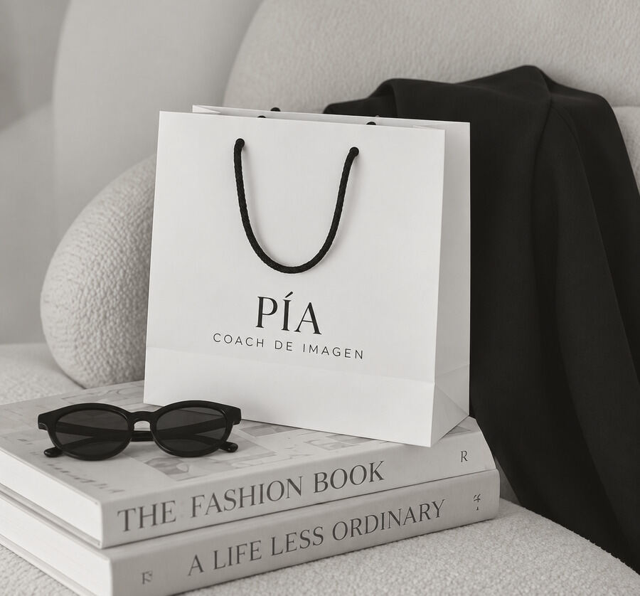 Bolsa de PIA con accesorios sobre libros de moda